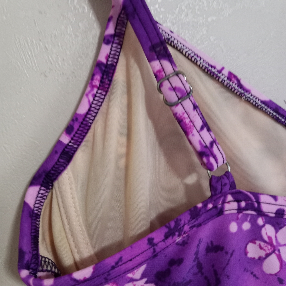 Lands End 12 Underwire One Piece Swim Suit in Purple Tahitian Floral - Picture 4 of 7